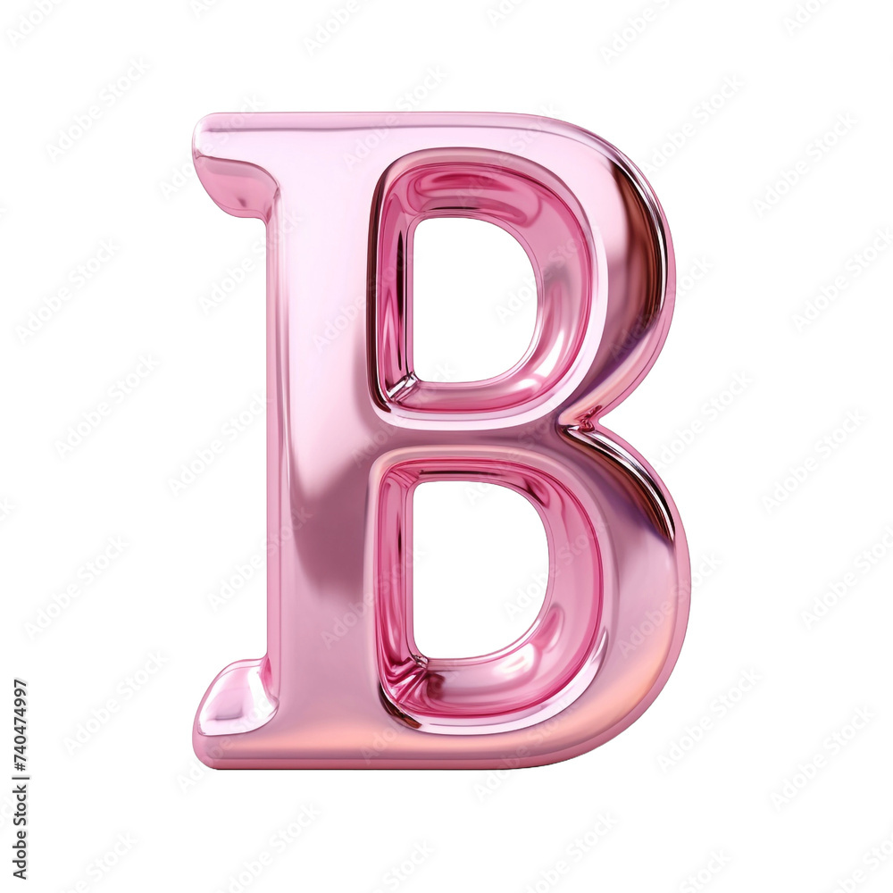 Metallic pink glass letter B