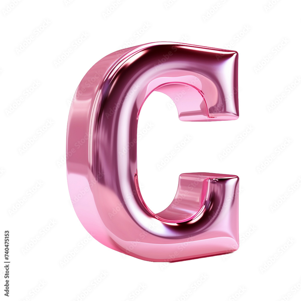 Metallic pink glass letter C