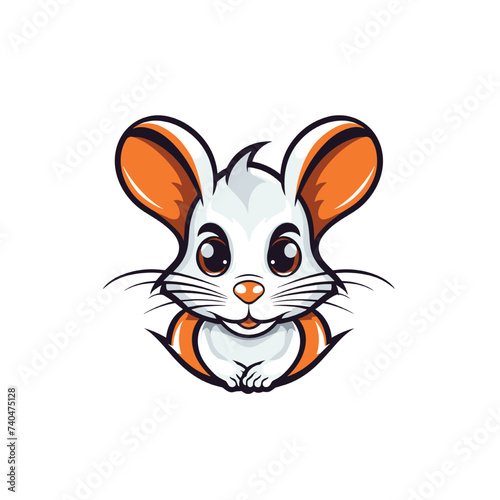 vector illustration of rat head with white background