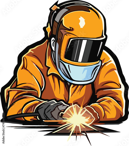 vector of welder logo cartoon character illustration