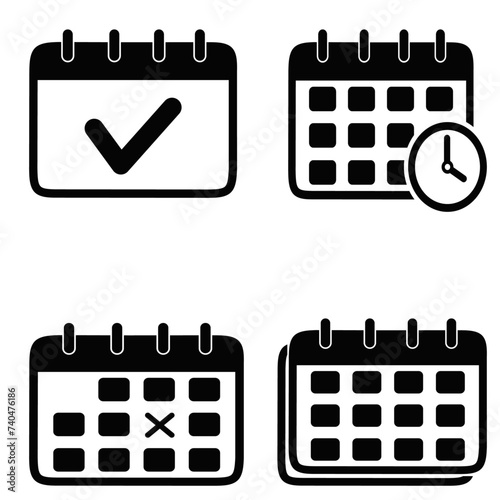 Calendar line icon set vector. calendar schedule symbols with white background. Calendar icon vector. Calendar icon vector illustration. 


