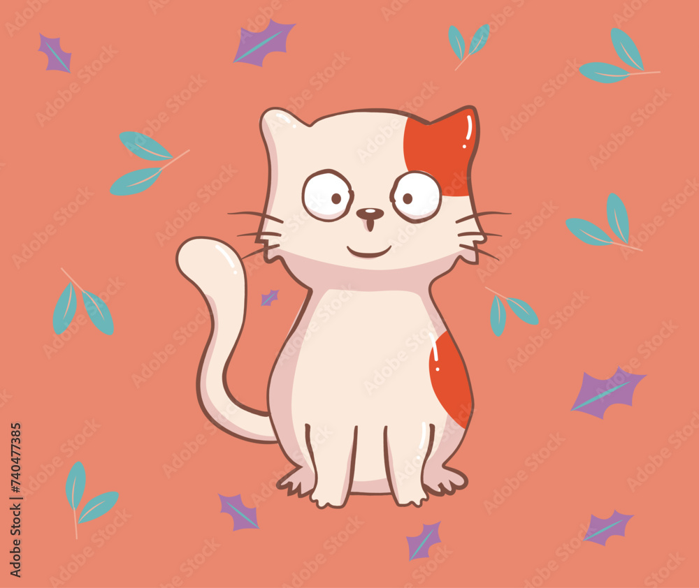 Kawaii Cats vector illustration Smiling Kitty, cute and round-faced cat Kawaii Cats vector illustration Smiling Kitty, cute and round-faced cat
