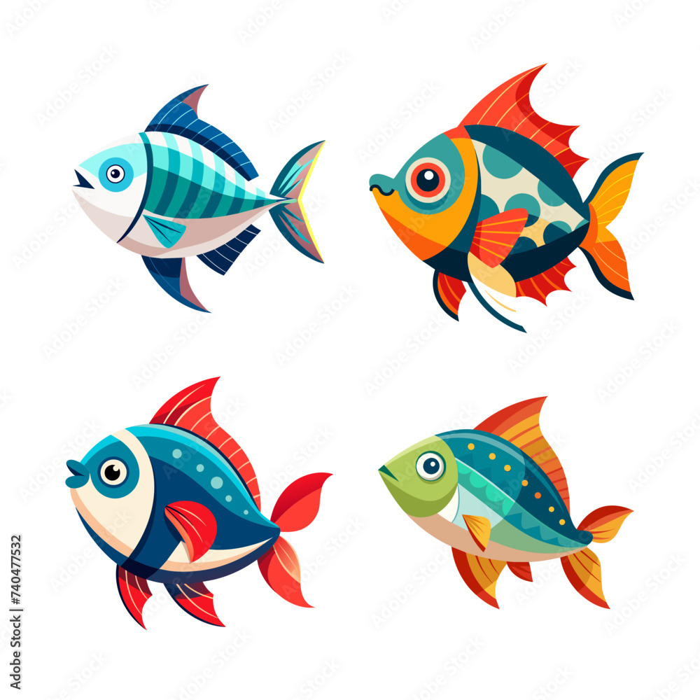 fish vector illustration set