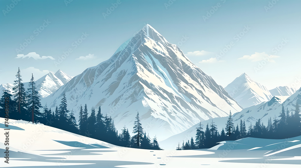 winter landscape with mountains