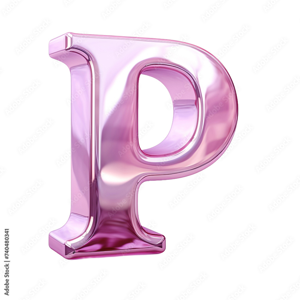 Metallic pink glass letter P Metallic pink glass letter P