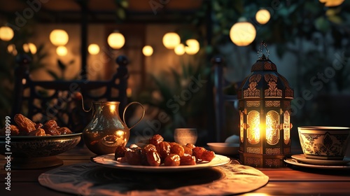 Ramadan Iftars: Marks the End of Fasting. Table Spread with Delicious Food © zahidcreat0r