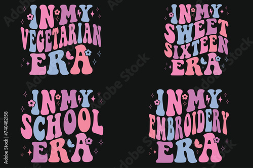 In my vegetarian era, in my sweet sixteen era , in my school era, in my embroidery era retro T-shirt