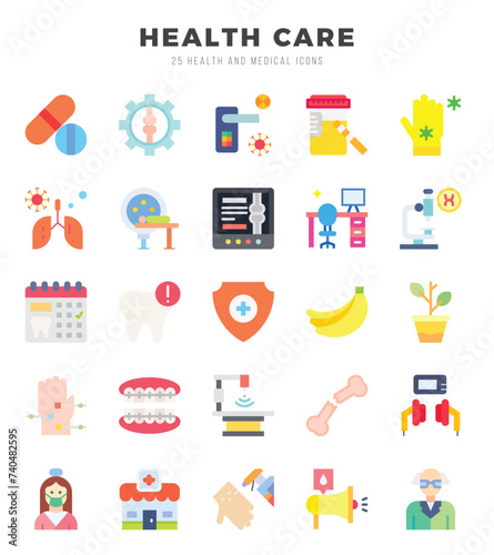 HEALTH CARE Flat icons collection. Flat icons pack. Vector illustration