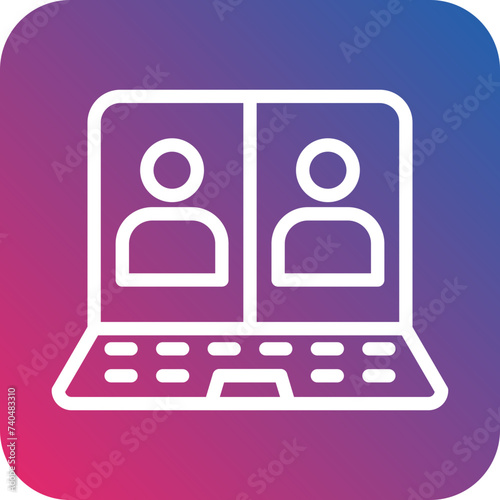 Meeting on Laptop Icon Style
