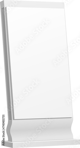3D outdoor stand display mockup for advertising or information board, vector ad billboard. Isolated white vertical poster display or POS screen stand, advertising or exhibition display mock up