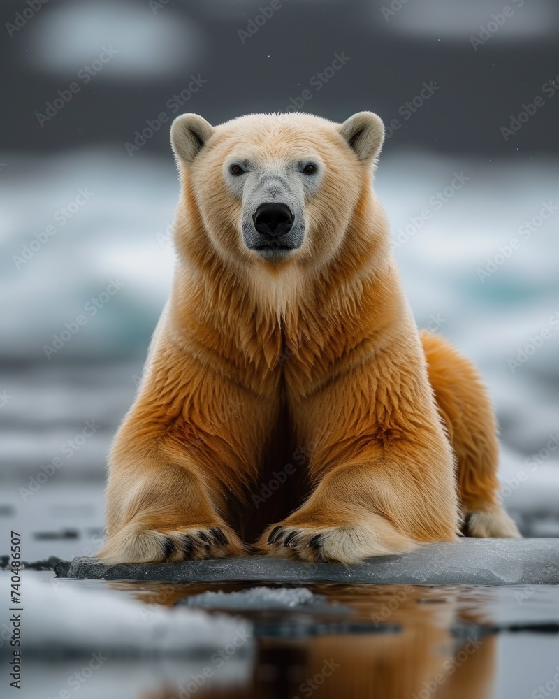 Fototapeta premium a solitary polar bear stranded on a melting iceberg i 