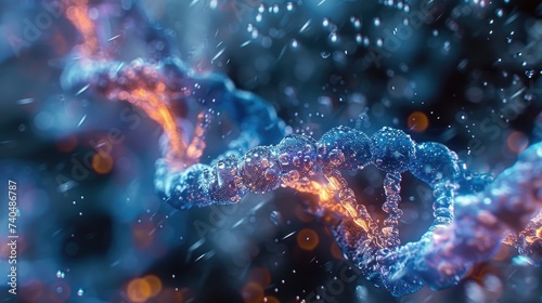 Explore the impeccable beauty of the Blue Helix human DNA structure through art. 