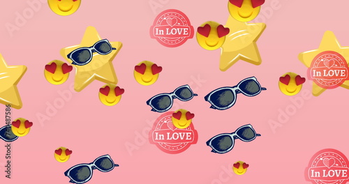 Image of stars and glasses on pink background