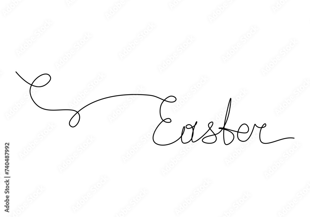 Easter, one line drawing vector illustration.