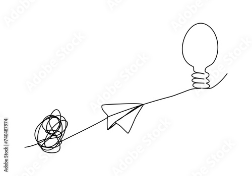 Concept for problem solving, one line drawing vector illustration.