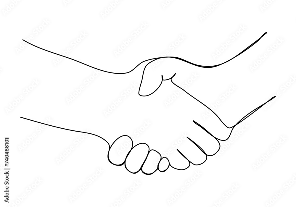 One line drawing handshake vector illustration. One line drawing handshake vector illustration.