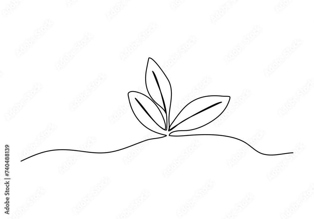 Sprout, one line drawing vector illustration. Sprout, one line drawing vector illustration.