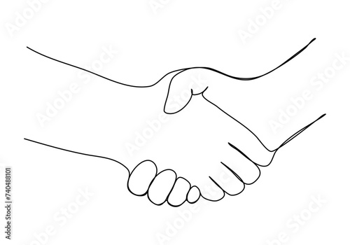One line drawing handshake vector illustration.