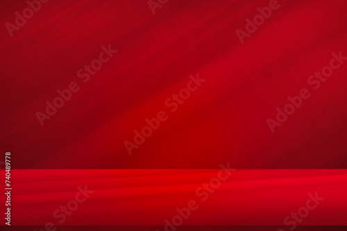 Wall interior background, studio and backdrops show products.with shadow from window color Red background for text insertion and presentation product	