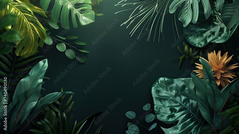 similar. almost the same, tropical leaves. high quality - obrazy, fototapety, plakaty 