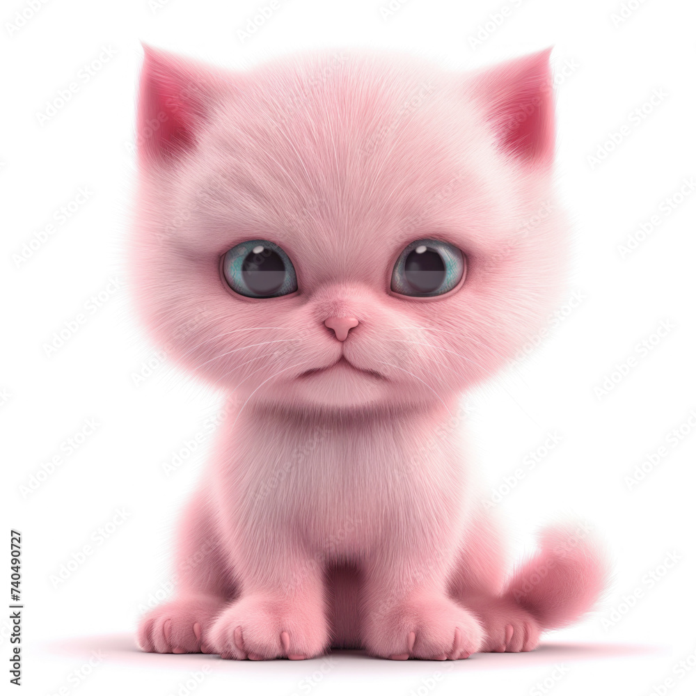 Pink cat in 3D style on a white background
Pink cat in 3D style on a white background