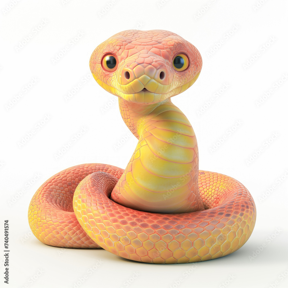 Fototapeta premium snake in 3d style on the white background