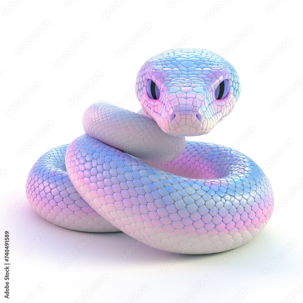 Fototapeta premium snake in 3d style on the white background 