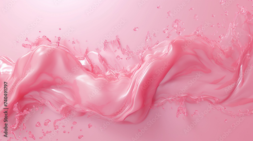 Splashes of pink liquid on a pink background
