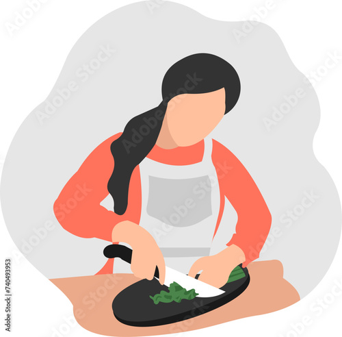 Woman Cooking Illustration