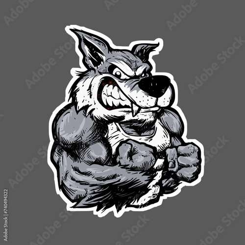 Angry Strong Wolf Vector Illustration