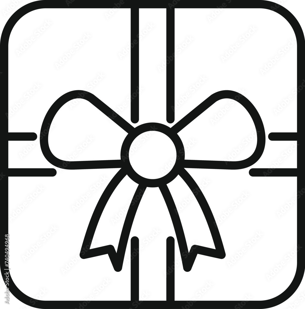 Bow gift box icon outline vector. Shop prize parcel. Item festive happy Bow gift box icon outline vector. Shop prize parcel. Item festive happy