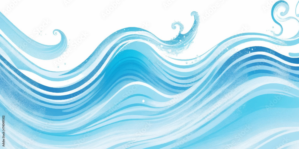Vector ocean watercolor soft blue and white wavey curve line background ...
