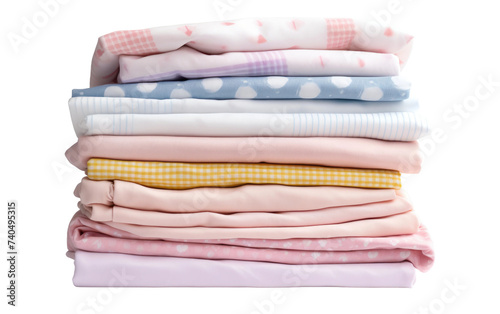 A neatly stacked pile of folded clothes. Isolated on a Transparent Background PNG. © Haider