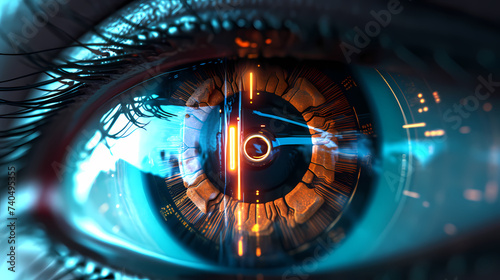 Close-up of human eye for surveillance and digital ID verification