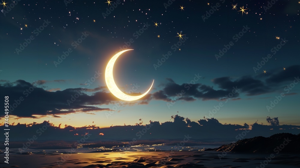 Ramadan Kareem Background with Crescent Moon Ramadan Kareem Background with Crescent Moon