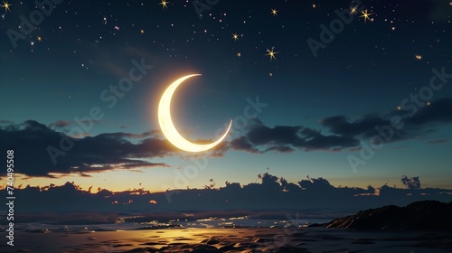 Ramadan Kareem Background with Crescent Moon