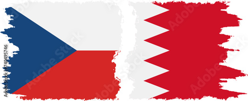 Bahrain and Czech grunge flags connection vector