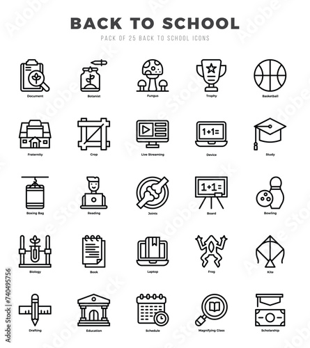Back To School. Lineal icons Pack. vector illustration.