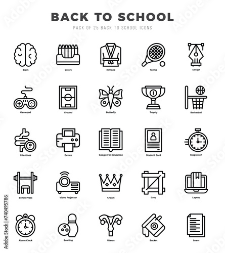 Back To School Icons bundle. Lineal style Icons. Vector illustration.