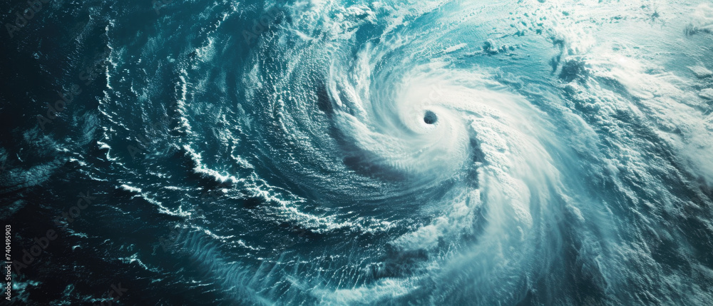 Aerial view of hurricane in the ocean