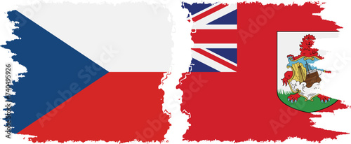 Bermuda and Czech grunge flags connection vector