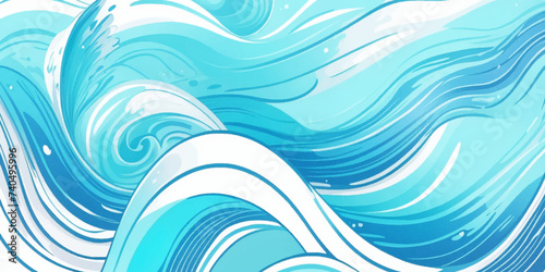 Sea water ocean wave vector background. Blue water ocean sea wave seamless background. Water  ocean wave white and soft blue aqua  teal texture.