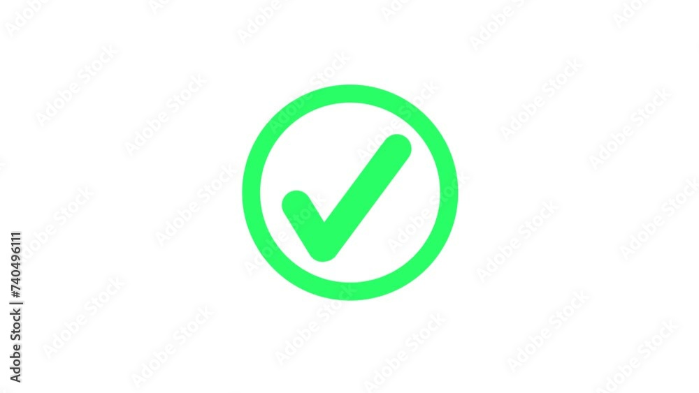 Animation of correct or YES check mark icon on white background 4K video Animation of correct or YES check mark icon on white background 4K video