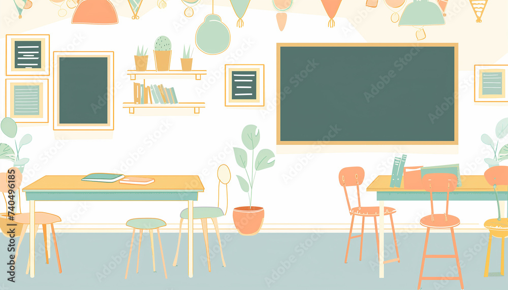 Classroom Essence: Minimalistic PowerPoint Background with Essential Classroom Elements Classroom Essence: Minimalistic PowerPoint Background with Essential Classroom Elements
