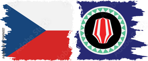 Bougainville and Czech grunge flags connection vector