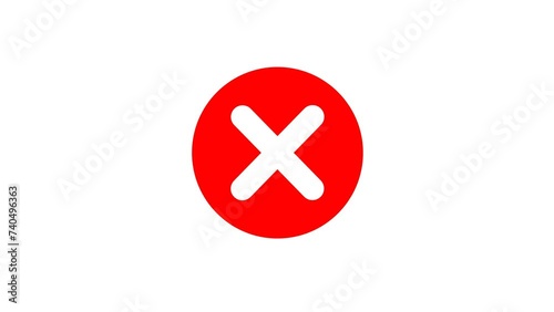 Red cross indicates Incorrect, false, or no - Animation Stock Video.