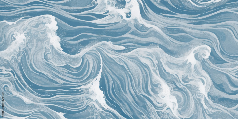 Watercolor surface ocean water wave, seamless blue water ocean wave background. Blue water ocean surfing wave. Watercolor surface ocean water wave, seamless blue water ocean wave background. Blue water ocean surfing wave.
