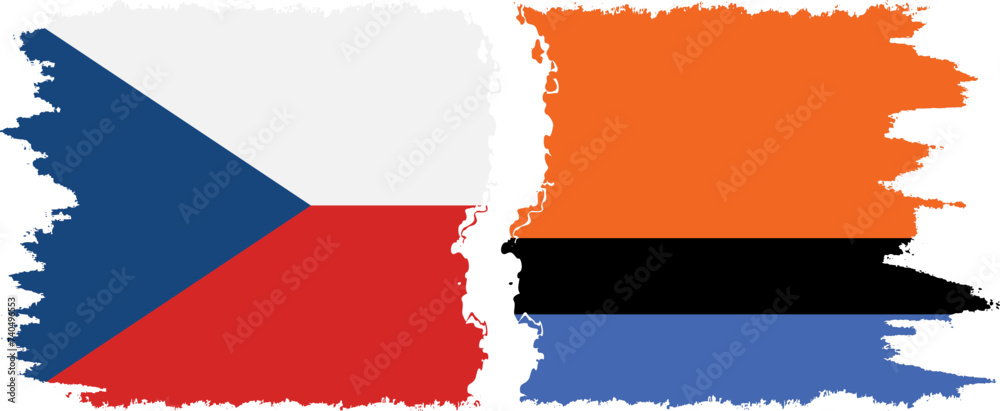 Chagos and Czech grunge flags connection vector