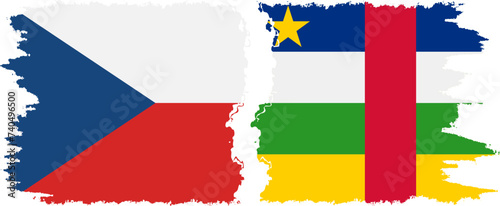 Central African Republic and Czech grunge flags connection vecto