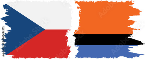 Chagos and Czech grunge flags connection vector